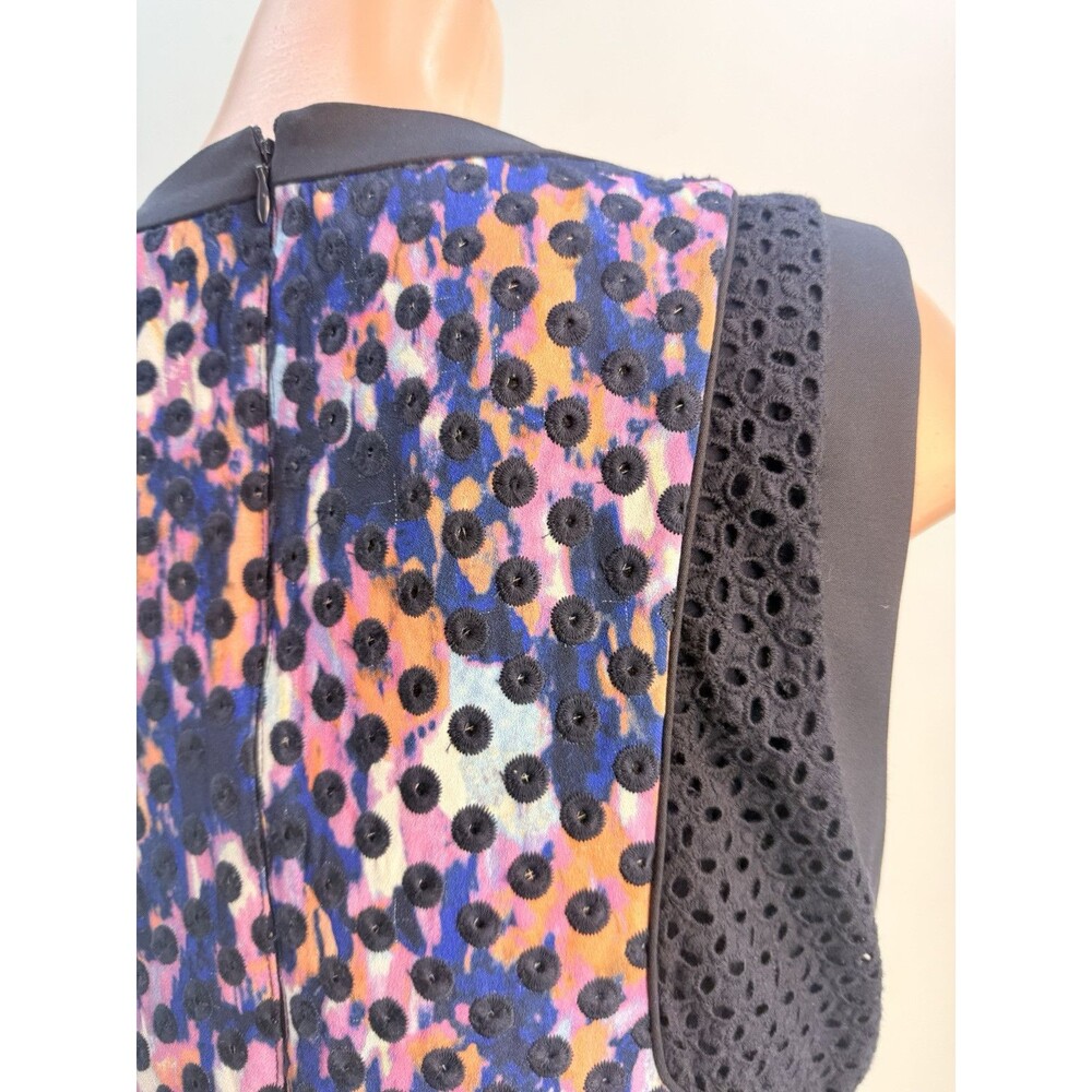 New Antonio Melani Women’s 14 Navy Cotton Eyelet Lace Watercolor Sheath Dress - Picture 7 of 16